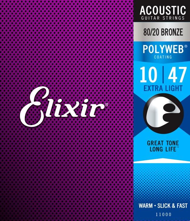 Χορδές Ακουστικής Κιθάρας Elixir 11000 Polyweb 80/20 Bronze - 10-47 Extra Light