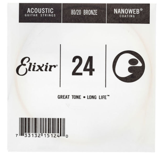 Χορδή Ακουστικής/Ηλεκτρικής Κιθάρας Elixir 024 Nanoweb 80/20 Bronze