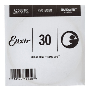Χορδή Ακουστικής/Ηλεκτρικής Κιθάρας Elixir 030 Nanoweb 80/20 Bronze