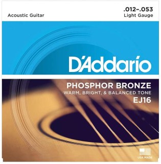 Σετ Χορδές Ακουστικής Κιθάρας D'Addario EJ16 Phosphor Bronze 012-053