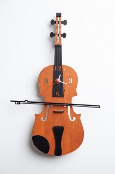 Ξύλινο Ρολόι Μουσικό Όργανο Βιολί με Μηχανισμό Κίνησης του Δοξαριού