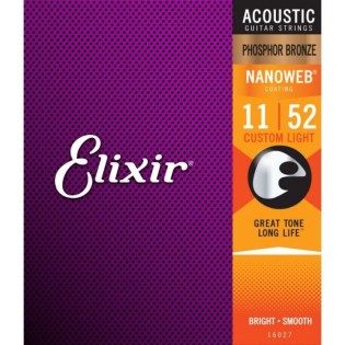 Σετ Χορδές Ακουστικής Κιθάρας Elixir Nanoweb 16027 Phosphor Bronze 011-052