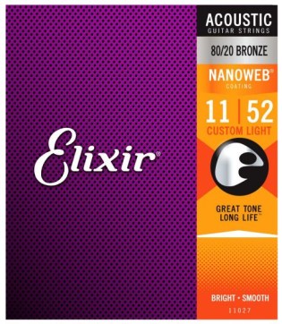 Χορδές Ακουστικής Κιθάρας  Elixir Nanoweb 11027 Custom Light 11-52 80/20 Bronze